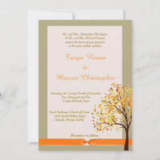 Falling Leaves Floral 5x7 Wedding Invitation