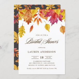 Falling Leaves Garland Autumn Bridal Shower Invitation