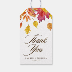 Falling Leaves Garland Autumn Wedding Thank You Gift Tags