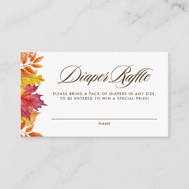 Falling Leaves Garland Baby Shower Diaper Raffle Enclosure Card (Front)