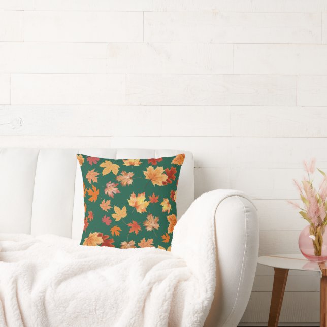 Falling leaves Green  Cushion (Couch)