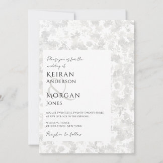 Falling Leaves Grey Wedding Invitation