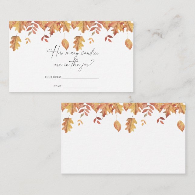 Falling leaves - Guess how many candies game Enclosure Card (Front/Back)