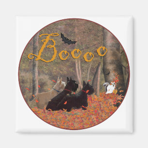 Falling Leaves Halloween Scotties Magnet