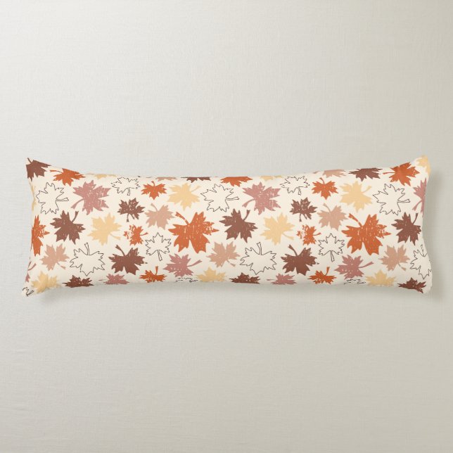 Falling leaves in natural earth autumn design body cushion (Front)