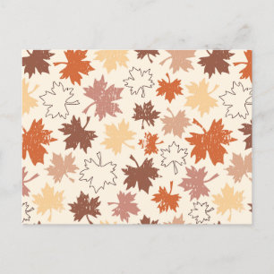 Falling leaves in natural earth autumn design postcard