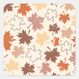 Falling leaves in natural earth autumn design square sticker