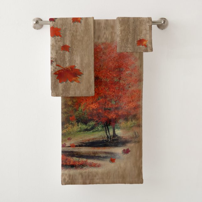 Falling Leaves Landscape Bath Towel Set (Insitu)