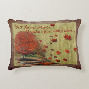 Falling Leaves Landscape Decorative Cushion