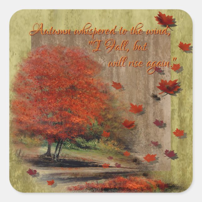Falling Leaves Landscape Square Sticker (Front)
