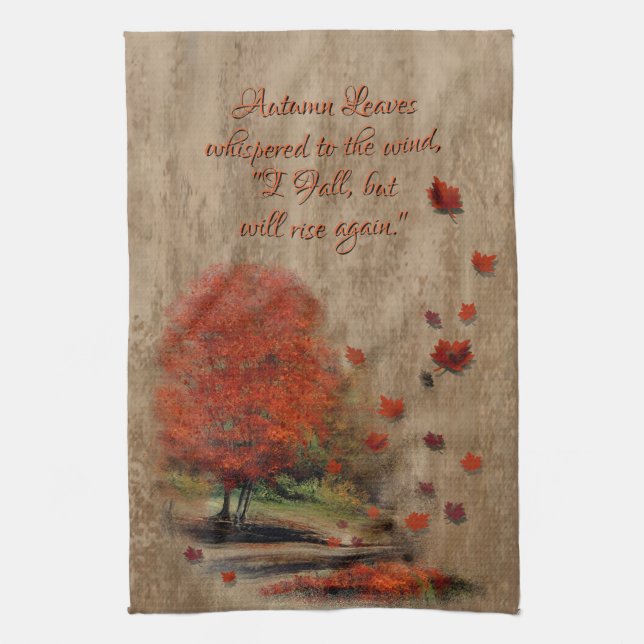 Falling Leaves Landscape Tea Towel (Vertical)