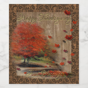 Falling Leaves Landscape Wine Label