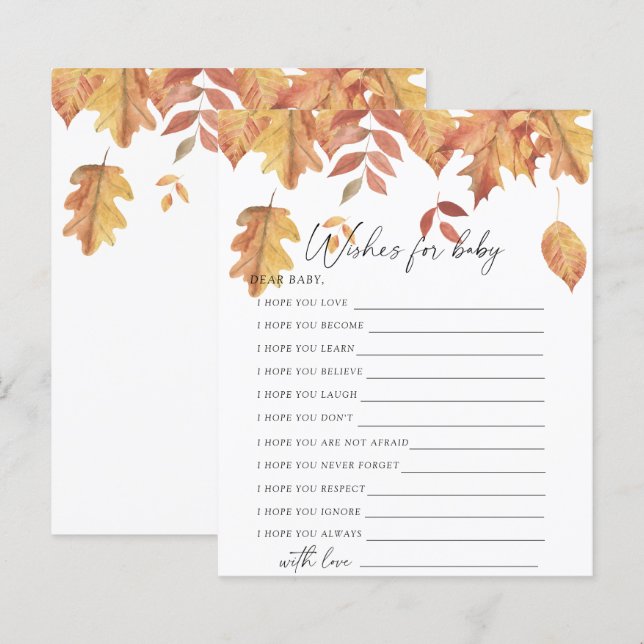 Falling leaves - Party game | wishes for baby game (Front/Back)