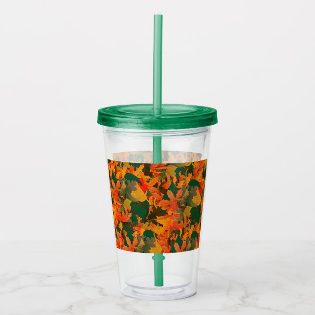 Falling Leaves Pattern for Autumn Acrylic Tumbler (Front)