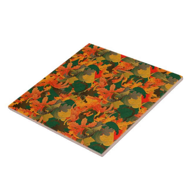 Falling Leaves Pattern for Autumn Ceramic Tile (Side)