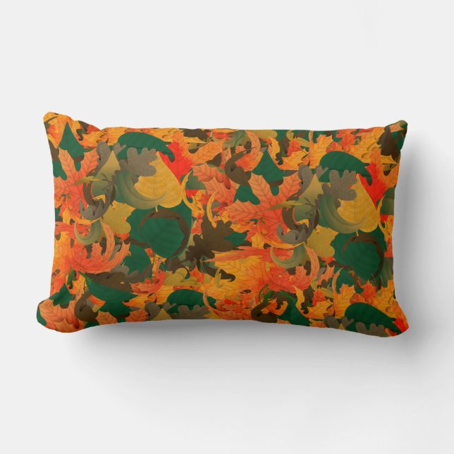 Falling Leaves Pattern for Autumn Lumbar Cushion (Front)