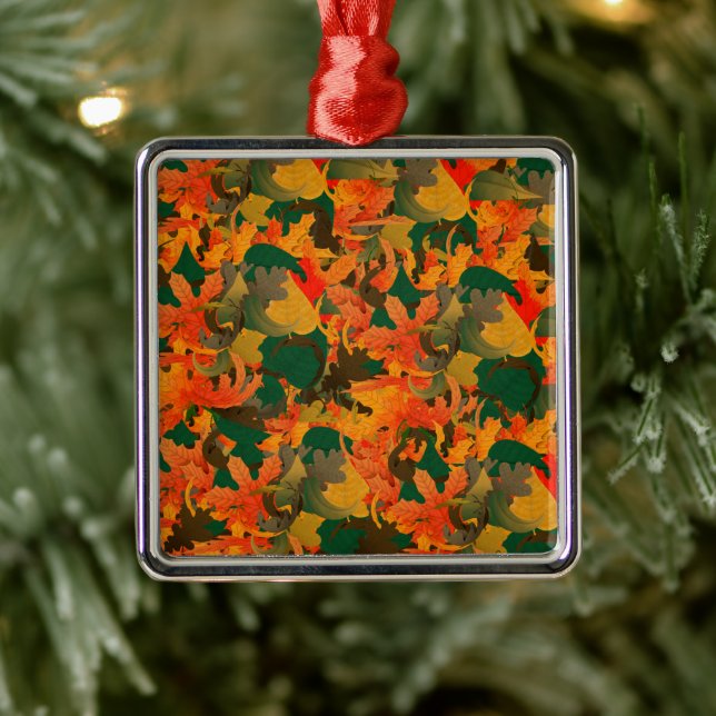 Falling Leaves Pattern for Autumn Metal Ornament (Tree)