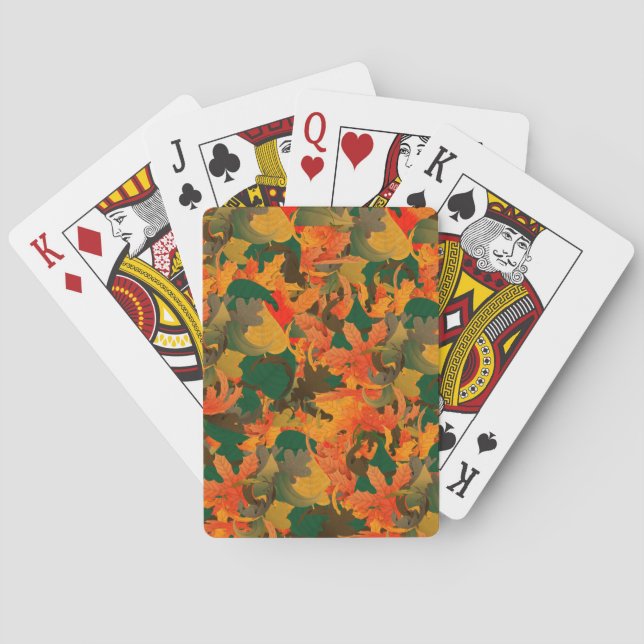 Falling Leaves Pattern for Autumn Playing Cards (Back)