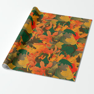 Falling Leaves Pattern for Autumn Wrapping Paper