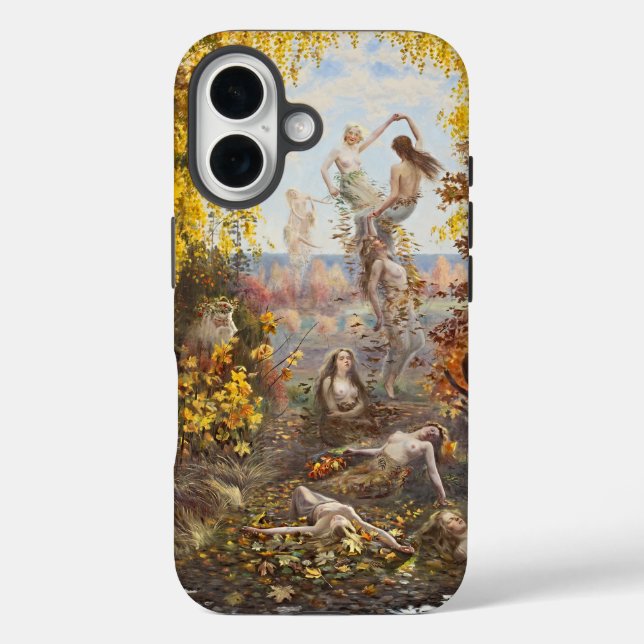 Falling Leaves Retro iPhone Case (Back)