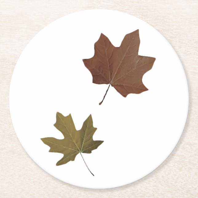 Falling Leaves Round Paper Coaster (Front)