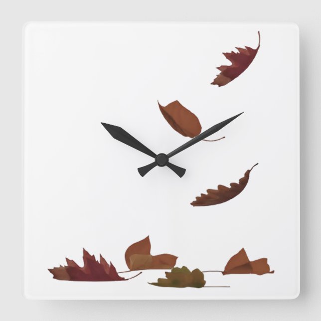 Falling Leaves Square Wall Clock (Front)