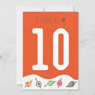 Falling Leaves Table Number Card