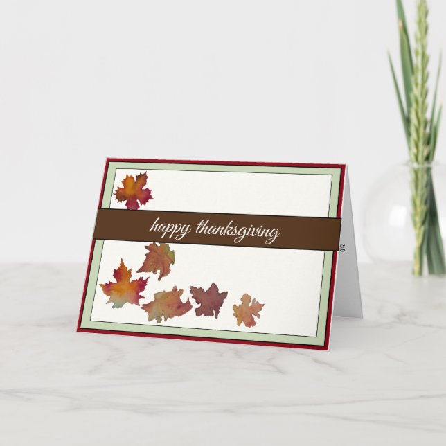 Falling Leaves Thanksgiving Card (Front)