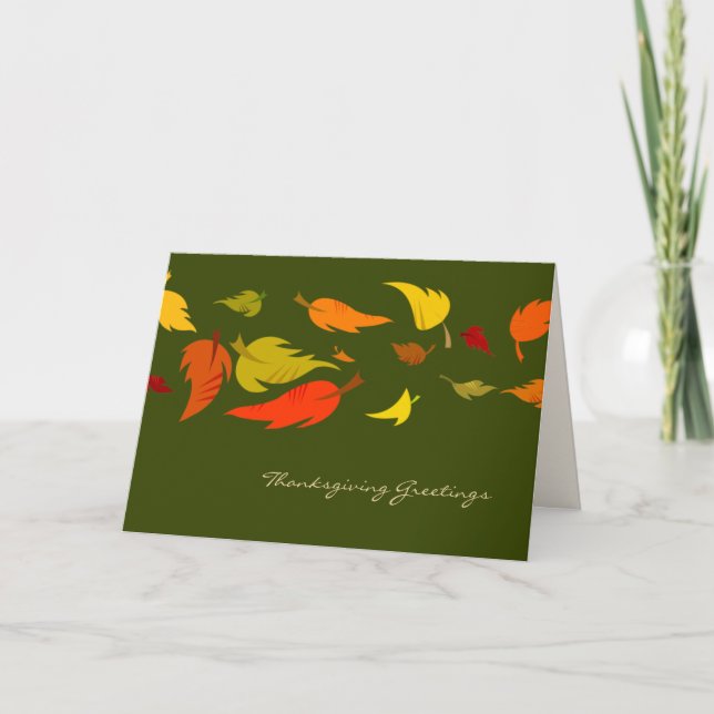 Falling Leaves Thanksgiving Greeting Cards (Front)
