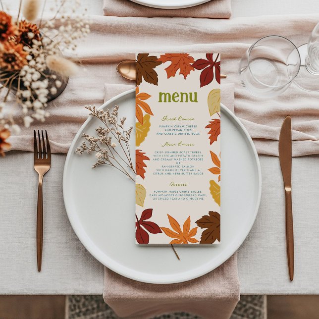 Falling Leaves Thanksgiving Menu (Falling Leaves Autumn Thanksgiving Menu)