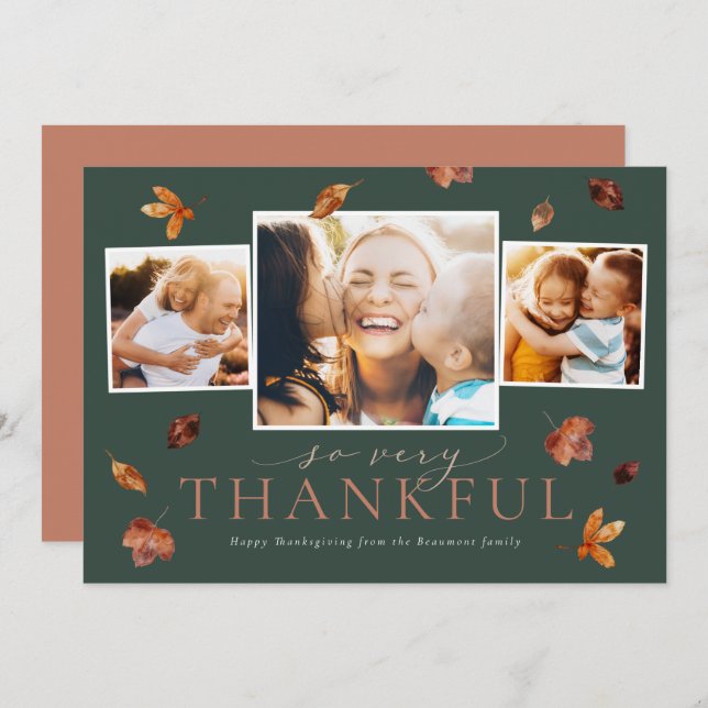 Falling Leaves Thanksgiving Photo Card (Front/Back)