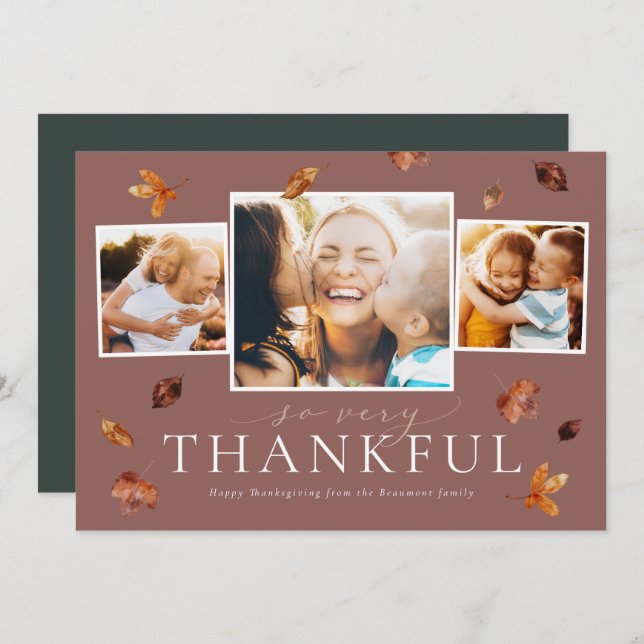 Falling Leaves Thanksgiving Photo Card (Front/Back)