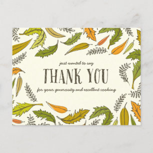 Falling Leaves Thanksgiving Thank You  Postcard