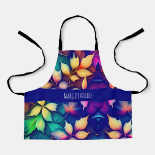 Falling leaves Violet Gradient Rainbow Pattern Apron