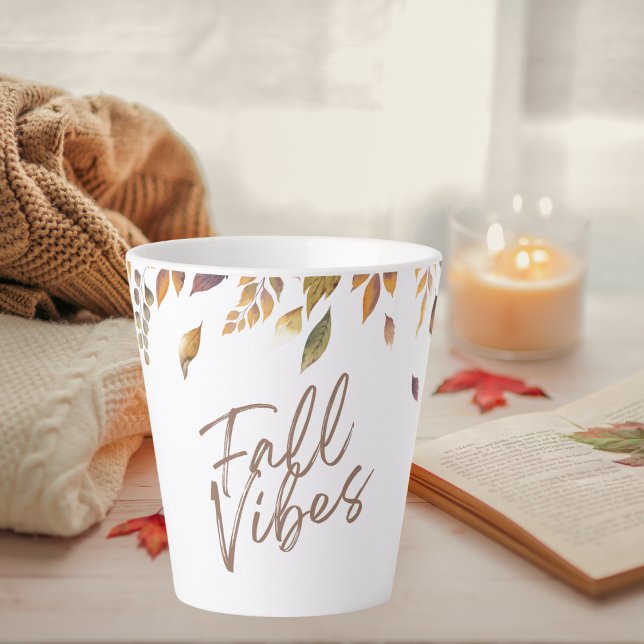 Falling Leaves Watercolor Fall Vibes Latte Mug (Creator Uploaded)