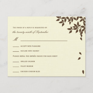 Falling Leaves Wedding RSVP/Response Cards (Brown)
