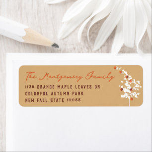 Falling Maple Leaves Autumn Tree Return Address Label
