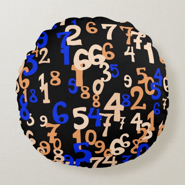 Falling numbers abstract background. Abstract back Round Cushion (Front)
