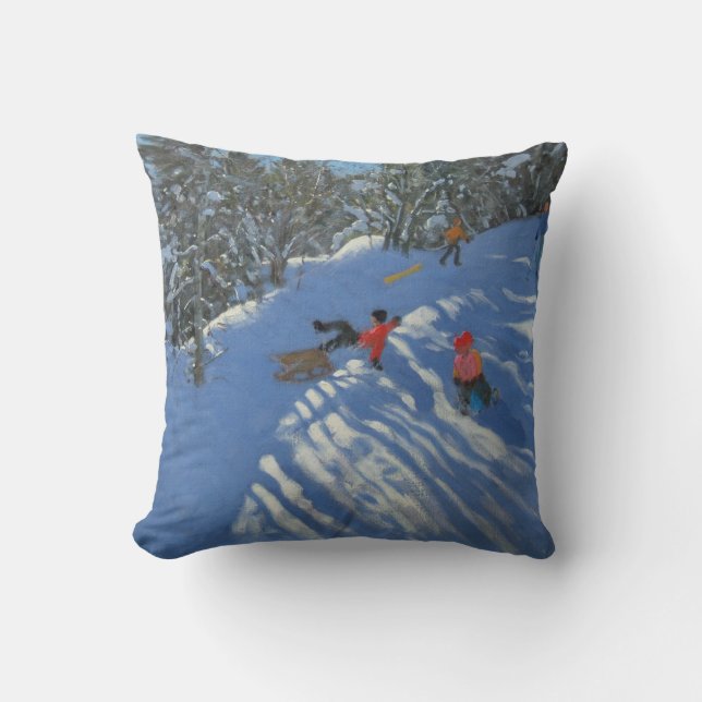 Falling off the Sledge Morzine Cushion (Front)