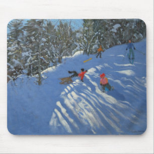 Falling off the Sledge Morzine Mouse Pad