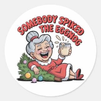 FALLING ON THE CHRISTMAS TREE CLASSIC ROUND STICKER