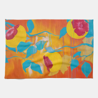 Falling Persimmons in Yellow Tea Towel