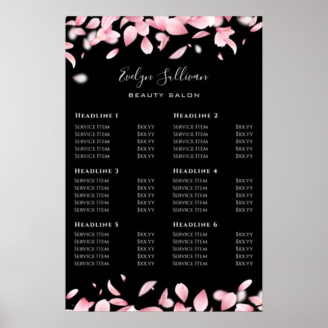 Falling petals price list poster (Front)