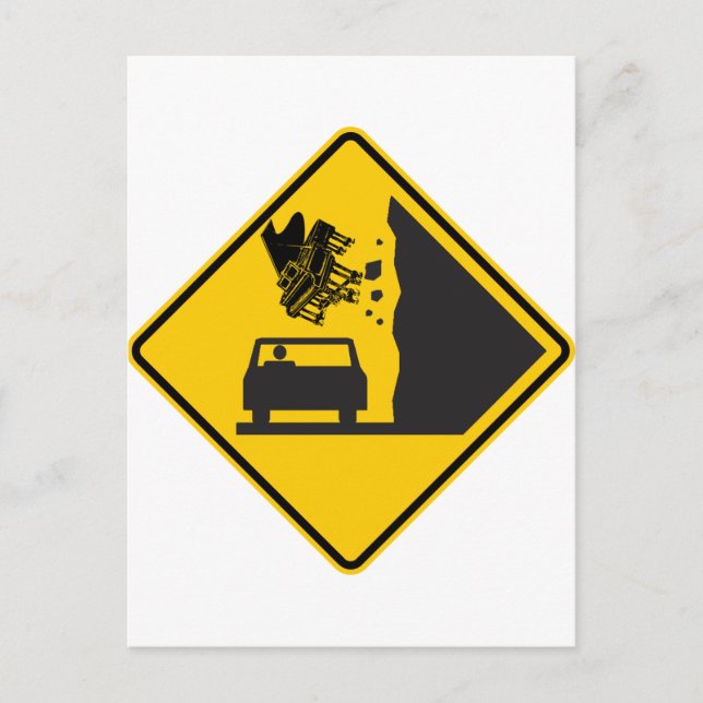Falling Piano Zone Highway Sign Postcard (Front)