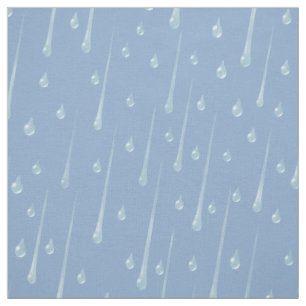 Falling Raindrops Cute Rainy Day Light Dusky Blue Fabric