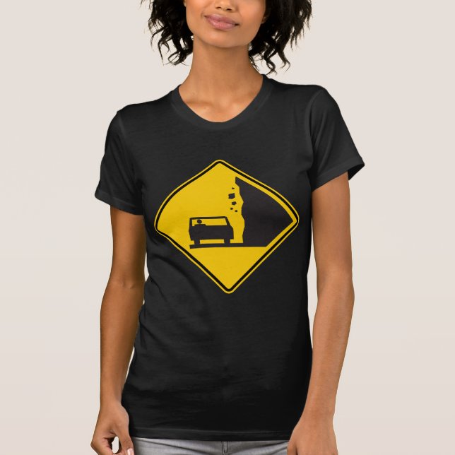 Falling Rock Zone Highway Sign T-Shirt (Front)