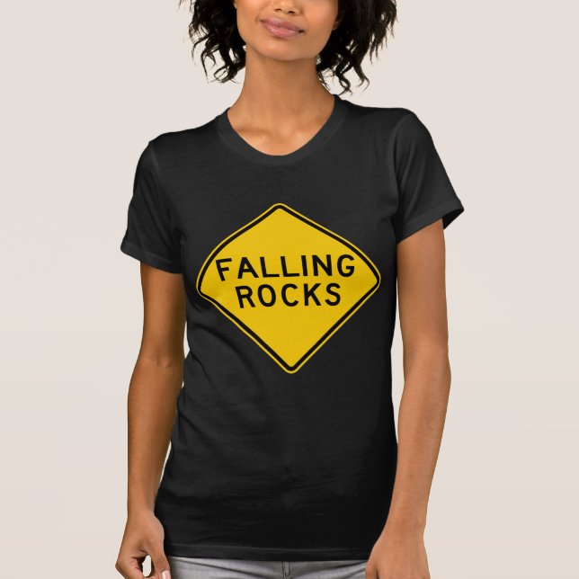 Falling Rocks Zone Highway Sign T-Shirt (Front)