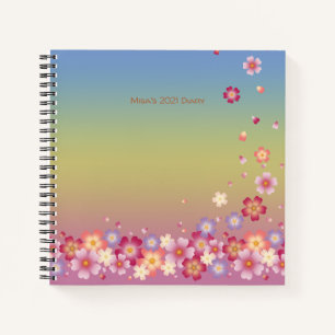 Falling Sakura Blossoms Rainbow Personalised Notebook