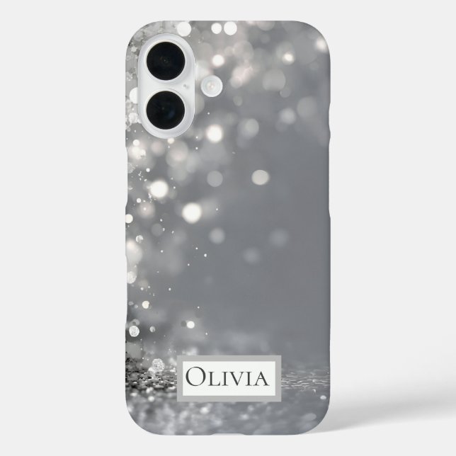 Falling Silver Confetti on Grey Case-Mate iPhone Case (Back)