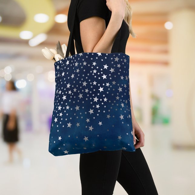 Falling Silver Stars Celestial  Tote Bag (Creator Uploaded)